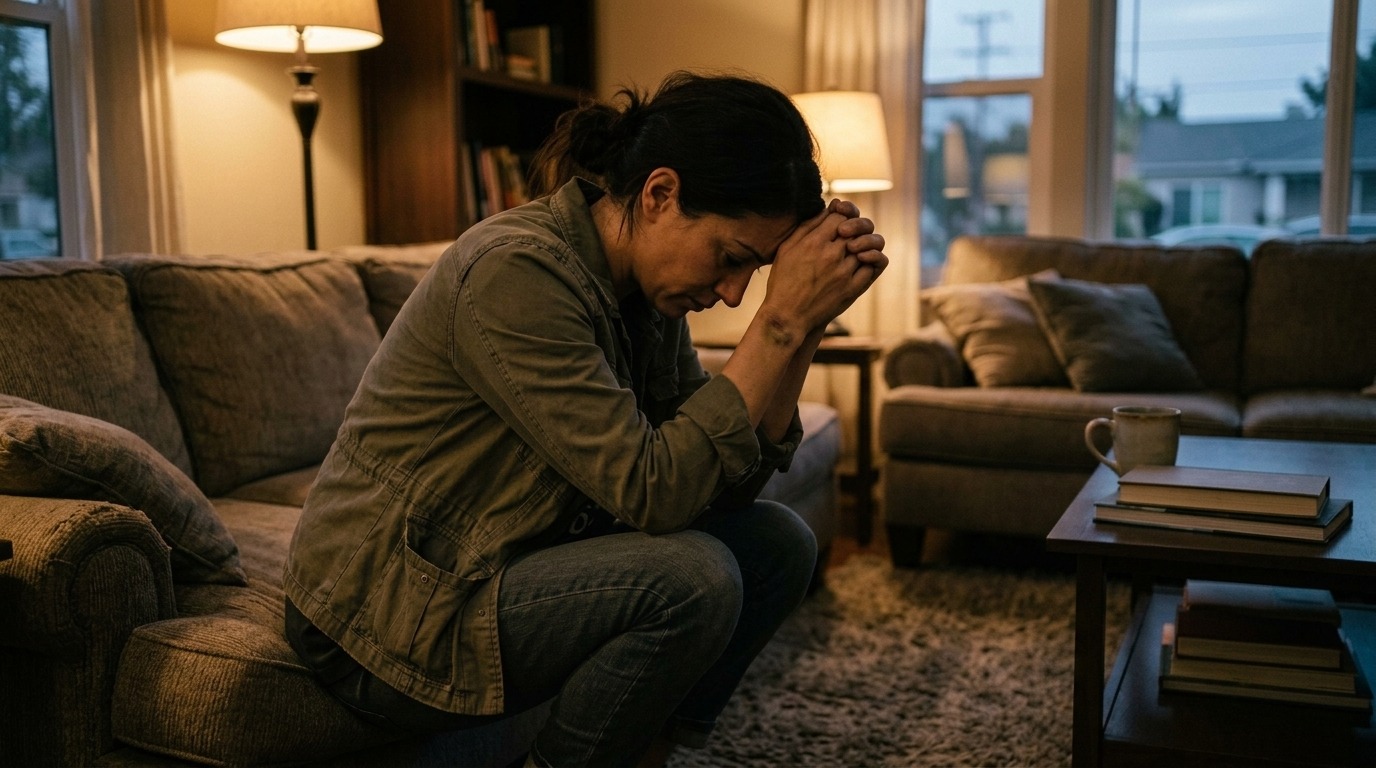 A person sitting quietly reflects on emotional pain and the lasting impact of unresolved trauma.